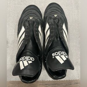 [US8] Vintage Adidas Men's Black and White Leather Cleats Soccer Football